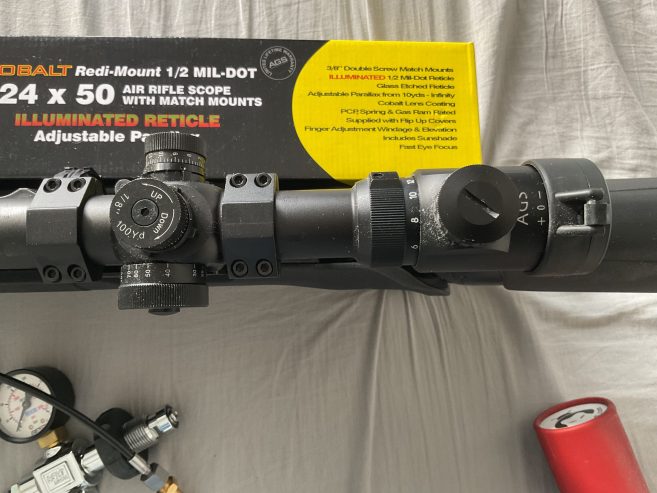 Z.g.a.n. Hatsan Hercules 9 mm inclusief vulslang, Donny geluidsdemper en AGS 6-24 maal 50 richtkijker