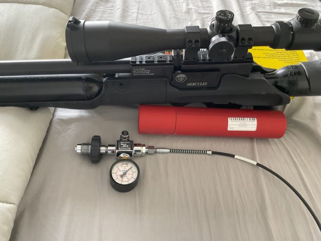 Z.g.a.n. Hatsan Hercules 9 mm inclusief vulslang, Donny geluidsdemper en AGS 6-24 maal 50 richtkijker